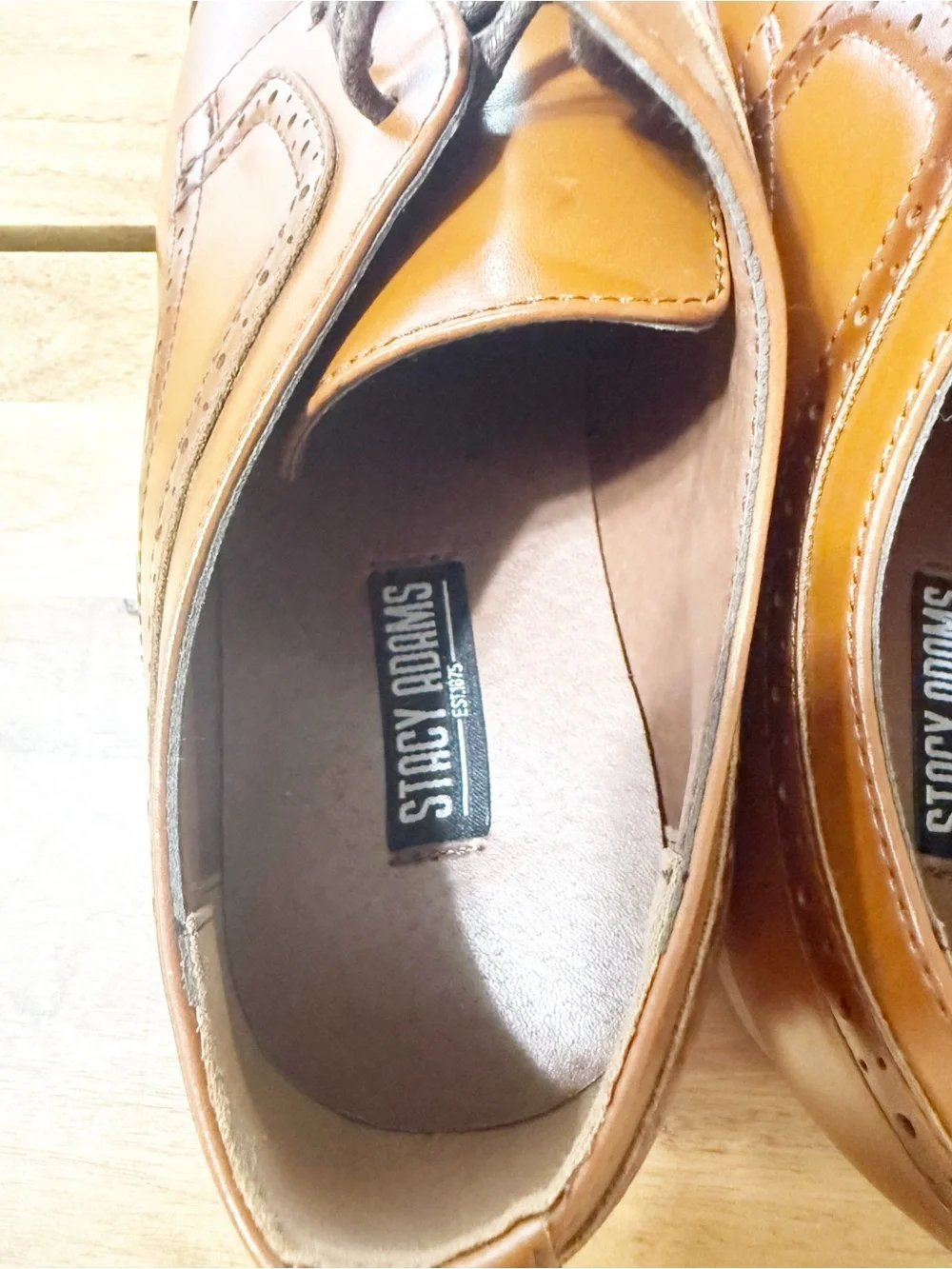Stacy Adams Dickinson Cap Toe Oxford Loafers Leather Big Boys Kids Size 6 Cognac